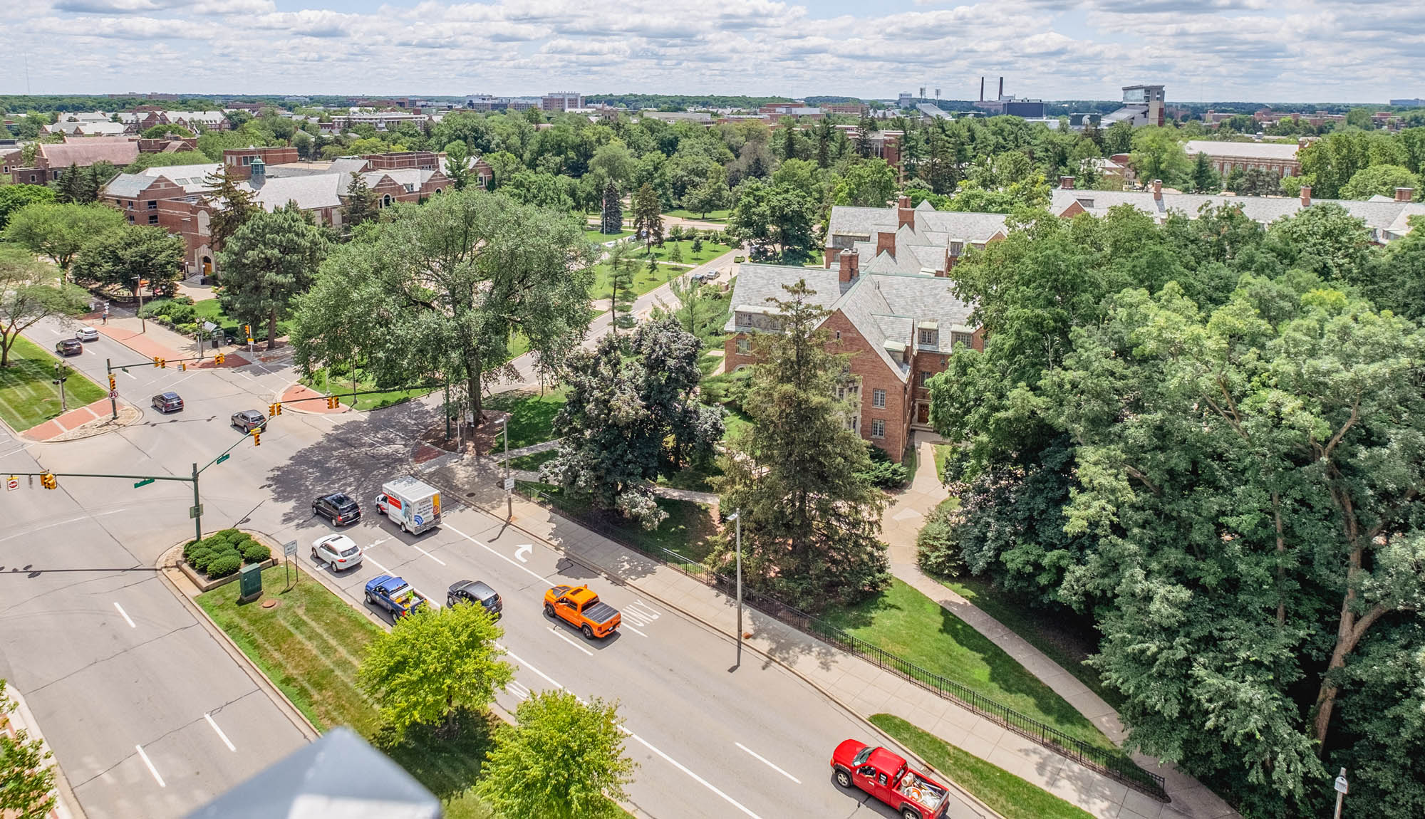 Aerial shot of MSU campus