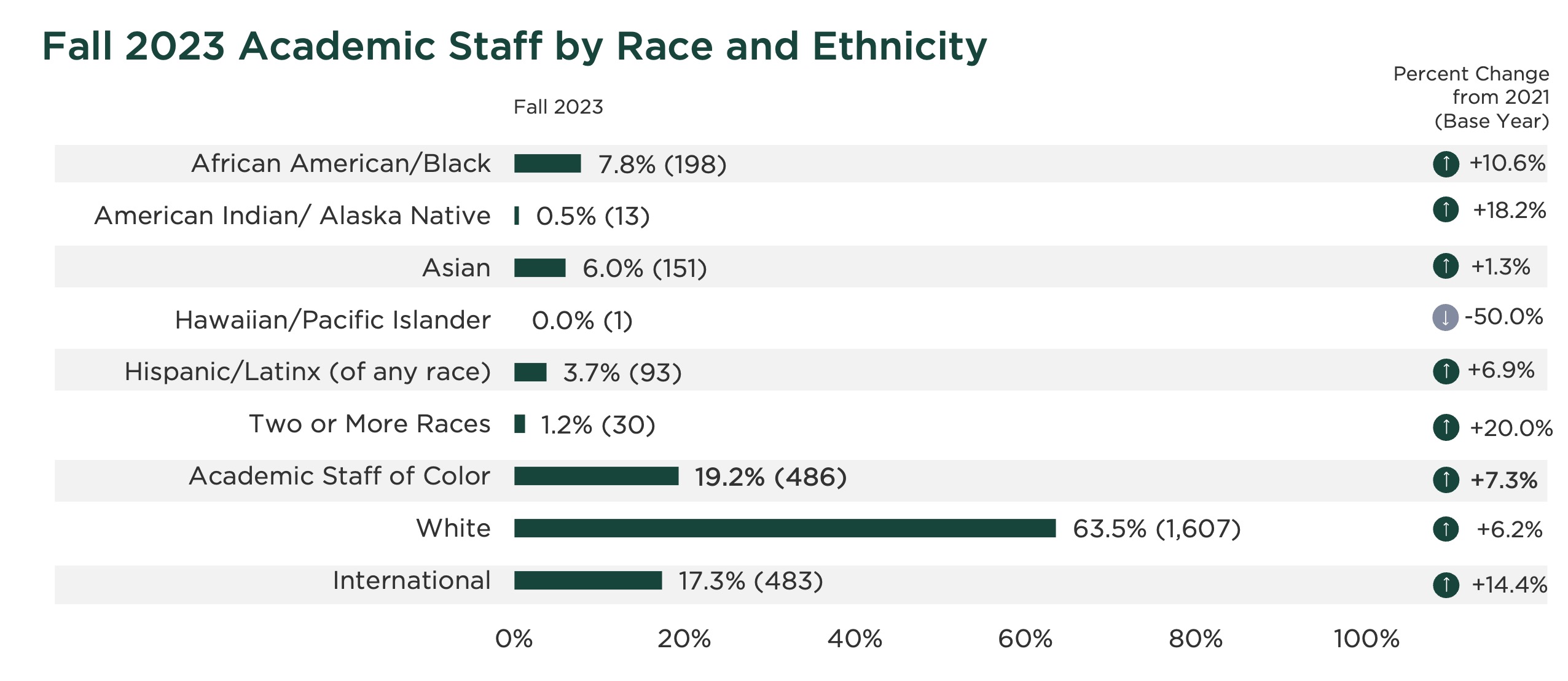 Graph for number of academic staff by race and ethnicity