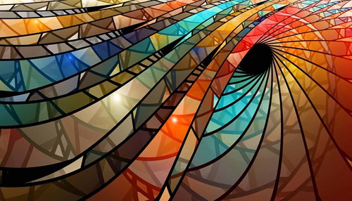 A multicolored mosaic artwork.