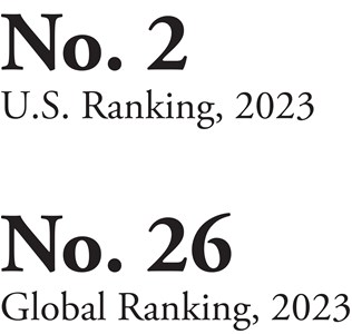 No. 2; U.S. Ranking, 2023; No. 26; Global Ranking, 2023